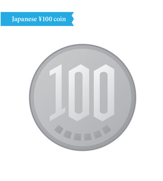 Japanese 100 yen coin bank illustration