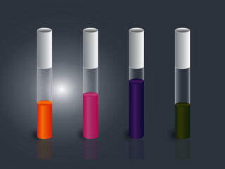 set of vials glass plastic 