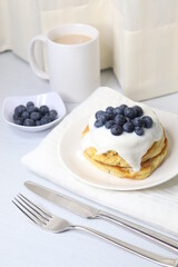 delicious pancake with blueberries