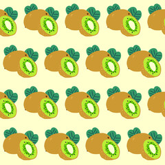 Pattern kiwi, whole fruit and half