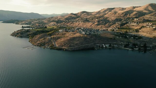 Lake Chelan Lookout Aerial View with Vacation Home Real Estate
