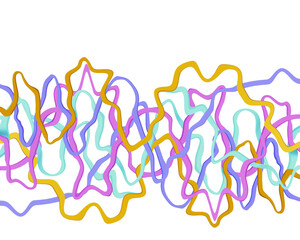 multicolored wavy curved lines isolated on white background, 3d illustration