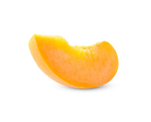 Yellow peache fruit isolated on a white background.