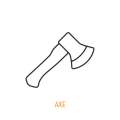 Axe with a wooden handle outline icon. Vector illustration. Hand work tools and instrument. Construction industry symbol. Thin line pictogram for user interface. Isolated white background