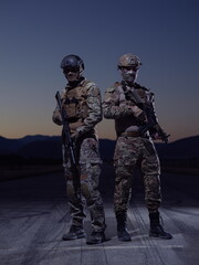 soldiers squad in night mission