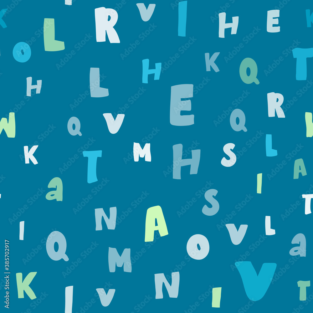 Fototapete vector illustration of seamless pattern with letters. abstract alphabet background. typography patte