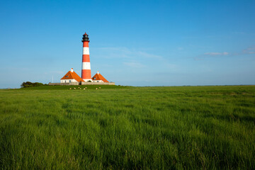 Fototapeta na wymiar Schleswig-Holstein, Nordseeküste, Eiderstedt, Nordfriesland, Westerhever, Westerhever Leuchtturm.
