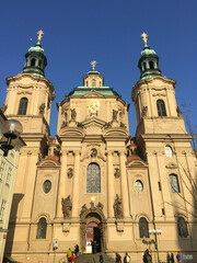 Naklejka premium saint Nicholas church in Prague city, Czech Republic