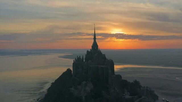 Mont Saint Michel aerial view Normandy France