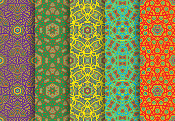 Carnival colorful seamless patterns package.