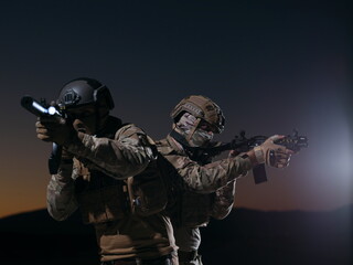soldiers squad in night mission