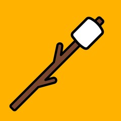 Marshmallow on stick vector illustration. marshmallow with outline