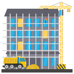 
A scaffolding building which is in construction, commercial construction

