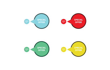 set of buttons with colors vector design illustration