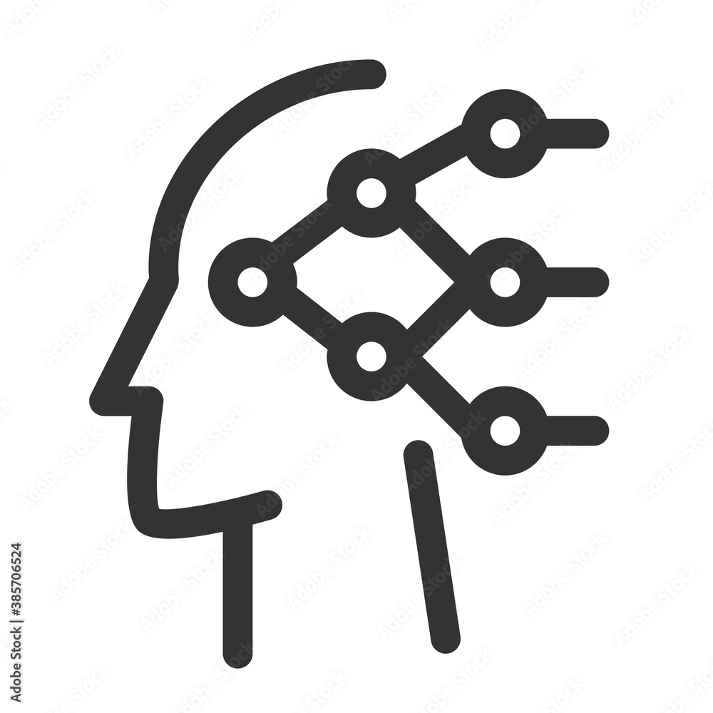 Leinwandbilder human head with neural network inside. artificial intelligence