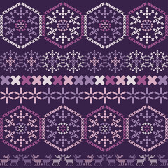 Fototapeta premium Christmas cross-stitch. Seamless pattern. Holiday fabric. Vector illustration for web design or print.