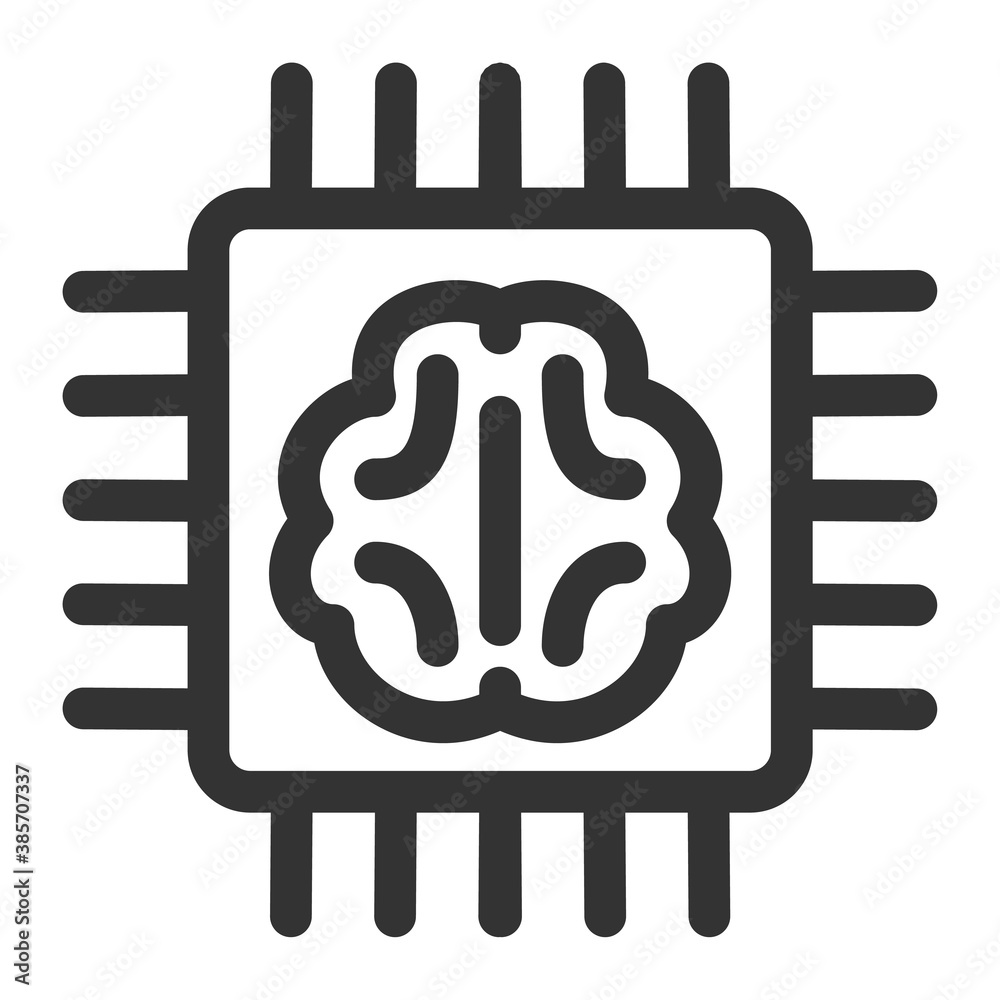 Poster chip with artificial mind inside. artificial intelligence,