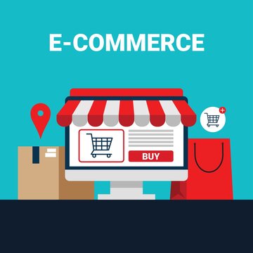 online shopping concept. e-commerce shopping concept. flat illustration