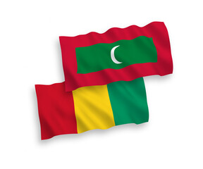 Flags of Guinea and Maldives on a white background