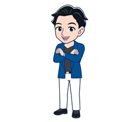 Young man in a blue jacket