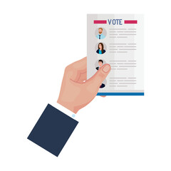 hand holding vote paper design, President election government and campaign theme Vector illustration