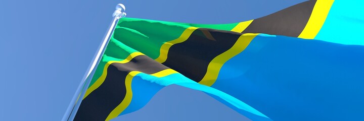 3D rendering of the national flag of Tanzania waving in the wind