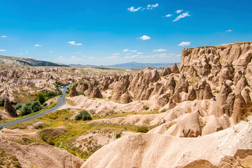 Fairy chimneys view  in Cappadocia of Turkey