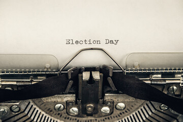 typing slogan election day on a vintage typewriter close-up