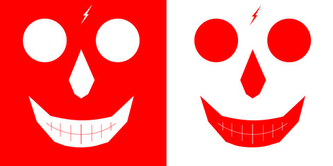 red white cute skull geometric face