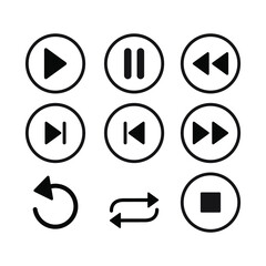 Media player icon, player icon, symbol set. Eps10 vector illustration.