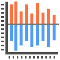 
Graphical representation of a vertical bar chart, column graph 
