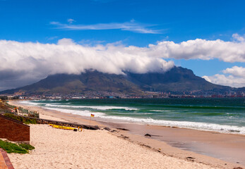 bloubergstrand with view of table mountain near cape town, south africa