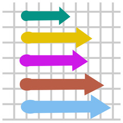 
A bar chart with horizontal arrows, bar graph 
