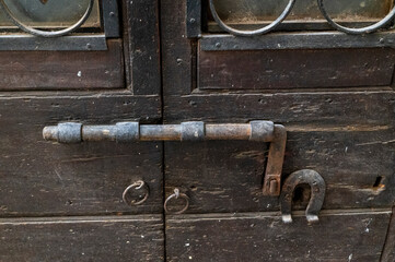 vintage latch on a historic door