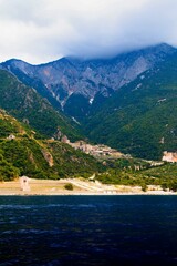 Chalkidiki. Orthodox monastery on the peninsula of Agios Oros in Greece.