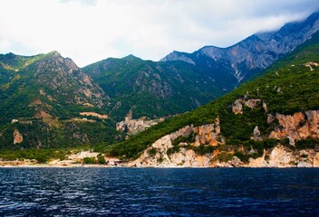 Fototapeta premium Chalkidiki. Orthodox monastery on the peninsula of Agios Oros in Greece.