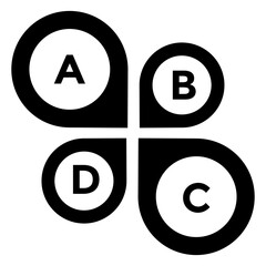
A round pie chart with infographic known as abstract pie 
