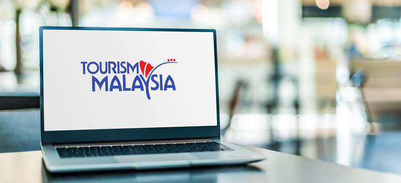Laptop Computer Displaying Logo Of Tourism Malaysia