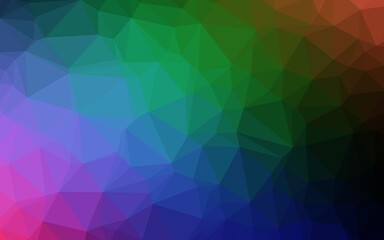 Dark Multicolor, Rainbow vector shining triangular background.
