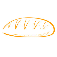 loaf baked from wheat flour, sketch on white background