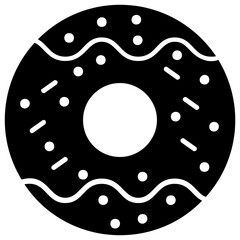 
Chocolate doughnut with confetti sprinkled on top
