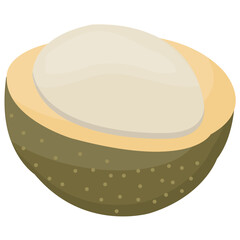 
Half cut tropical fruit known as coconut 
