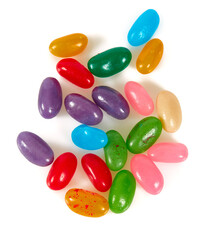 chewy jelly  beans isolated on white background