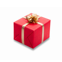 Gift box with golden ribbon and bow