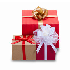 Gift boxes with red ribbon and bow