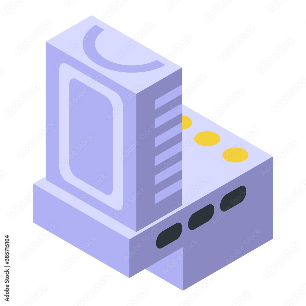 Poster component capacitor icon. isometric of component capacitor vector icon for web design isolated on wh