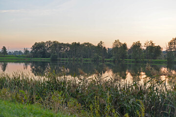 Naklejka premium morning on the river