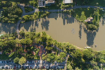 Chatuchak Park in Bangkok City Thailand Aerial Drone Photo