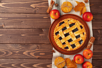 Traditional homemade pie for Thanksgivingautumn holiday