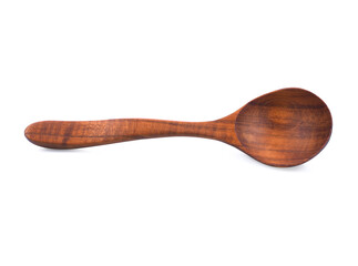 Wood or wooden spoon isolated on White background